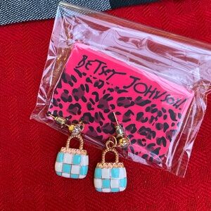 Blue and White Purse Earrings Great Gift for a Shopper!